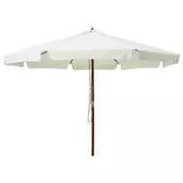 Lauko skėtis nuo saulės su mediniu stulpu, smėlio baltas, 330cm