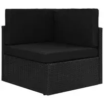 Modulinė kampinė sofa, juodos spalvos, poliratanas