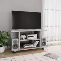 TV spintelė su ratukais, betono pilkos sp., 80x40x45cm, mediena