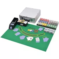 Pokerio/Blackjack rinkinys su 600 žetonais su vertėmis, aliuminis