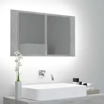 Veidrodinė vonios spintelė su LED, betono, 80x12x45cm, akrilas