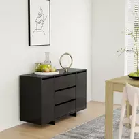 Šoninė spintelė su 3 stalčiais, juoda, 120x41x75cm, mediena
