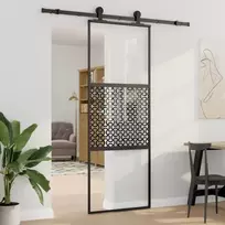 Stiklinės durys „Fretwork“ Juoda 76 x 2 x 205 cm Aliuminis