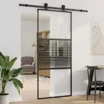 Stiklinės durys Dryžuotas Juoda 90 x 2 x 205 cm Aliuminis