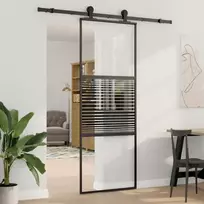 Stiklinės durys Dryžuotas Juoda 76 x 2 x 205 cm Aliuminis
