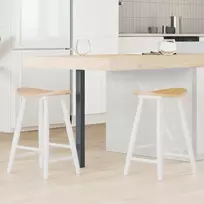 Valgomojo kėdės 2 pcs Balta 46 x 37 x 63 cm Kietas gumos medis