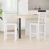 Valgomojo kėdės 2 pcs Kietas gumos medis Balta