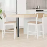 Valgomojo kėdės 2 pcs Balta 48 x 49 x 95 cm Kietas gumos medis