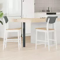 Valgomojo kėdės 2 pcs Balta 48 x 49 x 95 cm Kietas gumos medis