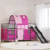 Vaikų Lofto Lovos Rėmas Juoda ir rožinė 80 x 200 cm Metalas