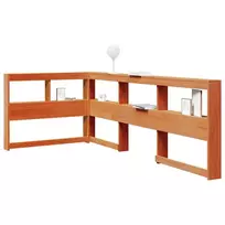 knygų spinta L formos vaško rudos 80 cm pušies medienos masyvas