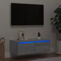 Televizoriaus spintelė su LED, pilka ąžuolo, 75x35,5x25 cm
