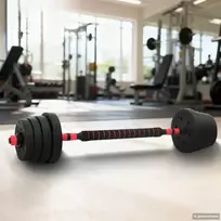 2-in-1 hantelių ir štangos rinkinys 30 kg Juoda ir raudona