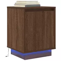Spintelė prie lovos su LED lemputėmis Rudas ąžuolas 38x34x50 cm