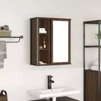 sieninė vonios spintelė su veidrodžiu rudas ąžuolas 50x21x60 cm