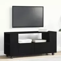 TV spintelė su ratukais, juodas ąžuolas, 102x34,5x43cm, mediena