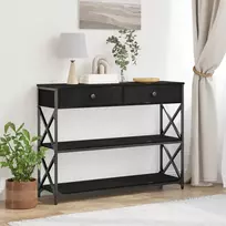 Konsolės stalas su stalčių juoda ąžuolo 100 x 28 x 75 cm