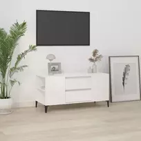 Televizoriaus spintelė, balta, 102x44,5x50cm, mediena, blizgi