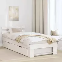 Lovos rėmas su stalčių Balta 80 x 200 cm Kietos pušies mediena