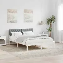 Lovos rėmas Balta ir šviesiai pilka 140 x 200 cm Pušies masyvas