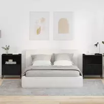 Šalia lovos spintelė su stalčių 2 pcs Juoda 49 x 36 x 61 cm