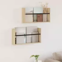 Žurnalų stovas su lentyna 2 pcs Sonoma ąžuolas 60 x 12 x 30 cm