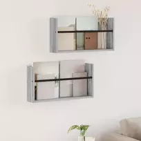 Žurnalų stovas su lentyna 2 pcs Pilkas Sonoma 60 x 12 x 30 cm