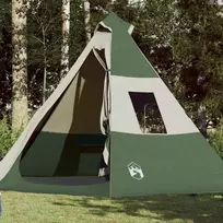 Stovyklavimo palapinė, žalia, septynvietė, tipi dizaino