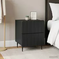 Šalia lovos spintelė su stalčių 2 pcs Juoda 43 x 34,5 x 49,5 cm