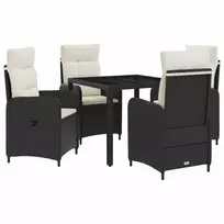 Lauko valgomojo komplektas 5 pcs Juoda ir kreminė balta