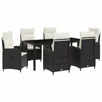 Lauko valgomojo komplektas 7 pcs Juoda ir kreminė balta