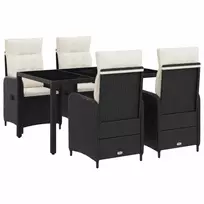 Lauko valgomojo komplektas 5 pcs Juoda ir kreminė balta
