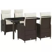 Lauko valgomojo komplektas 5 pcs Ruda ir Kremavimo Balta