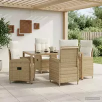 Lauko valgomojo komplektas 5 pcs Bežė ir kreminė balta