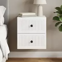 Sieninis naktinis staliukas Itin blizgi balta 33 x 34,5 x 40 cm
