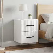 Sieninis naktinis staliukas su stalčių 2 pcs Itin blizgi balta