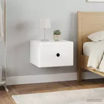 Sieninis naktinis staliukas su stalčių 2 pcs Itin blizgi balta