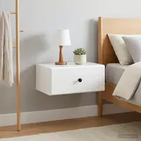 Sieninis naktinis staliukas su stalčių 2 pcs Itin blizgi balta
