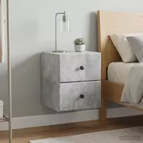 Sieninis naktinis staliukas 2 pcs Betono pilka Apdirbta mediena