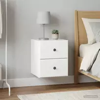 Sieninis naktinis staliukas su stalčių 2 pcs Itin blizgi balta