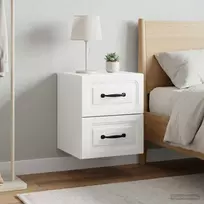 Sieninis naktinis staliukas su stalčių 2 pcs Itin blizgi balta