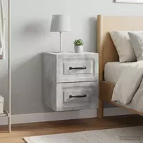 Sieninis naktinis staliukas 2 pcs Betono pilka Apdirbta mediena