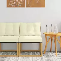 Lauko Vidurinis Sofa Kietas akacijos medis ir tekstilenas Balta