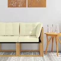 Lauko kampinė sofa Kietas akacijos medis ir tekstilenas Balta