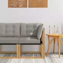 Lauko kampinė sofa Kietas akacijos medis ir tekstilenas Balta
