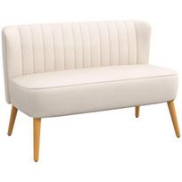 Dvivietė sofa retro stiliaus, 117 × 56,5 × 77 cm, kreminė balta