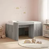 Vaikų Aukštas Lovos Rėmas su Rašomuoju Stalu Pilka Sonoma