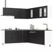 Virtuvinių spintelių komplektas, 11 dalių, Lucca, juoda