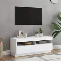 Televizoriaus spintelė su LED apšvietimu, balta, 100x35x40cm