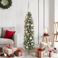 Dirbtinis lieknas Kalėdų medis su 150 LED Žalia ir balta 120 cm